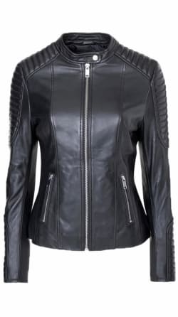 Chic Looking mandarin collar Leather Biker Jacket