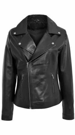Studded Broad Collar Leather Biker Jacket