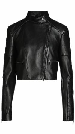 Cropped Biker Jacket with Quilted Detailing