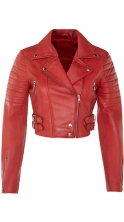 Zipper cuffs leather biker jacket