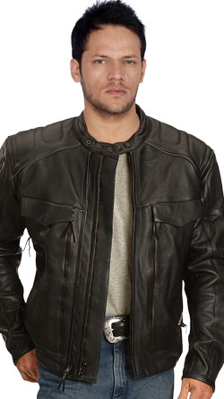 Buy zipper gusset mens leather biker jacket online