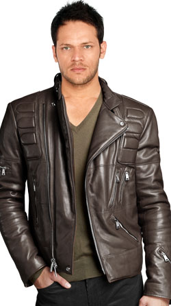 Buy Jersey Style V-Neck Sturdy Leather Biker Jacket Online