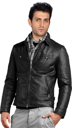 Buy Casual Lapelled Leather Biker Jacket