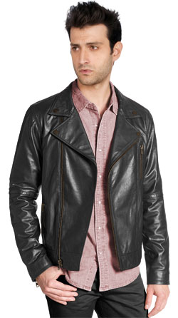 Mens biler jacket with monochromatic zips Online | Leatherfads.com