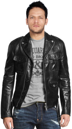 Mens biker jacket with multiple front pockets Online | Leatherfads.com