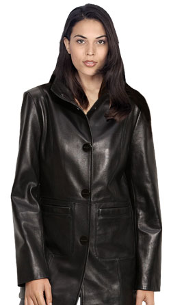 Buy three button snap closure womens leather coats online