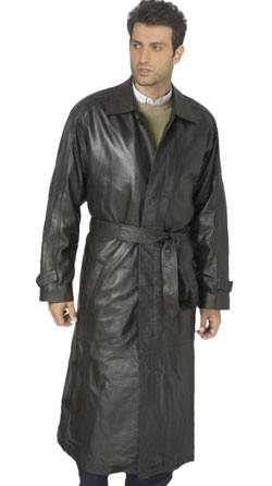 Buy Suave Full-length Mens Leather Trench Coat online