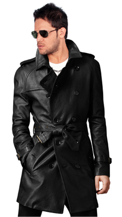 Buy raglan sleeved cozy mens leather trench coat online