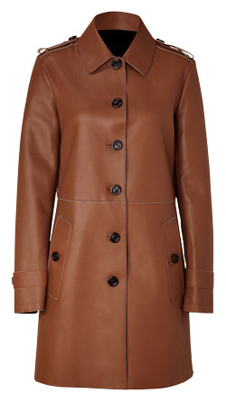 Formal Push-Button Leather Coat for Women