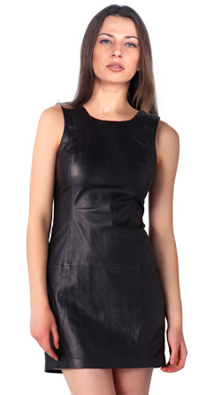 Buy Vintage Style Leather Dress with V Back