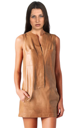 Mini Leather Dress with Four Snap button Closure