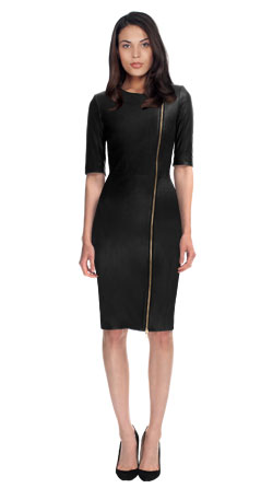 Buy short sleeved slim leather dress online