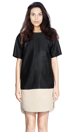 Womens Lambskin Shift dress with a Classy Silhoutte and Round Neck
