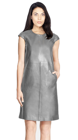 Womens Leather Relaxed Fit A line Dress