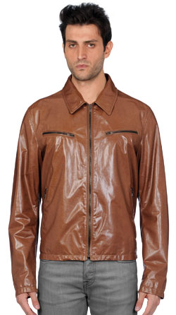 Elastic Bottom Hem Leather Jacket