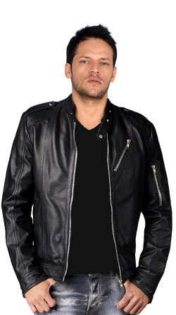 Buy Throat-Latch-Neck Styled Leather Jacket