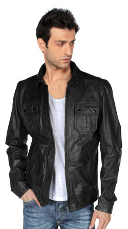 Buy Men's Leather Jacket with Chic Side-Zip Pockets Online