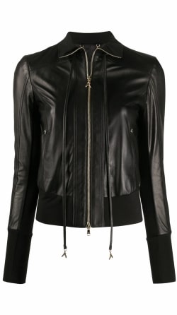 Versatile and lined detailed leather jacket