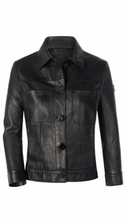 Playful Leather Jacket with Snap-off Collar