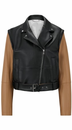 Womens Lambskin Biker JacKet With Notch Lapel Collar and Multi Toned Style