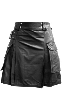 Buy Double Box Pleated Mens Leather Kilts Online
