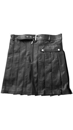 Buy Side Pocket Leather Pleated Kilt for Men
