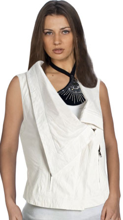 Wide Collared Womens Leather Vest