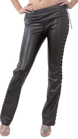 Buy warm pencil fit lace up womens leather pant online