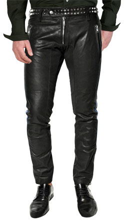 Buy Metallic Style Studded Detailed Leather Pant