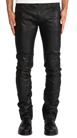 Mens Lambskin Leather Pants with Knee Patches