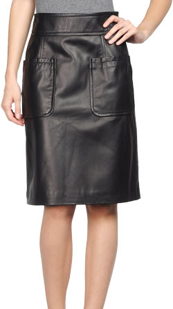 Buy Knee Length Pencil Cut womens leather skirt online