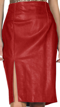 Vibrant Knee-Length Leather Skirt for Women
