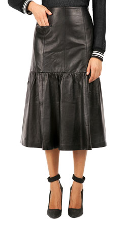 Buy frilled and sober leather skirt online